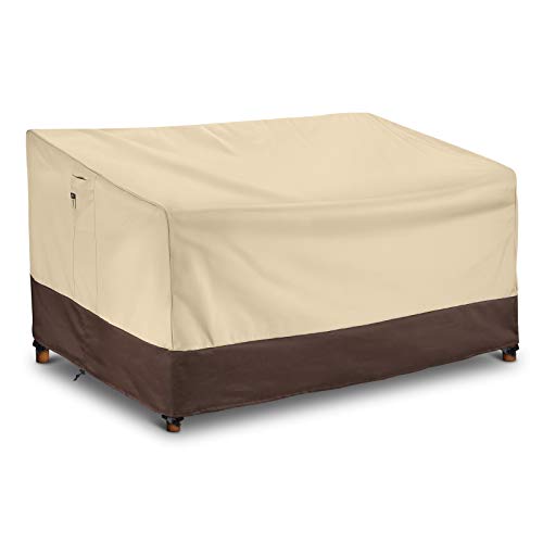 Arcedo Patio Couch Covers Heavy Duty Waterproof 70 Inch Patio Deep Sofa Cover 2Seater Outdoor Bench Furniture Covers with Air Vents All Weather Resistant Beige  Brown