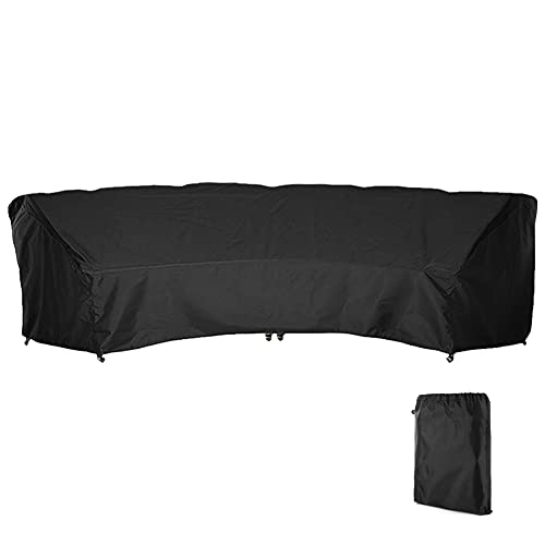 COOSOO Curved Sofa Cover Outdoor Patio Furniture Cover Couch Sectional Protector Waterproof Half Moon Sofa Set Cover with Windproof Elastic Cord for Garden Lawn Indoor All Weather Protection