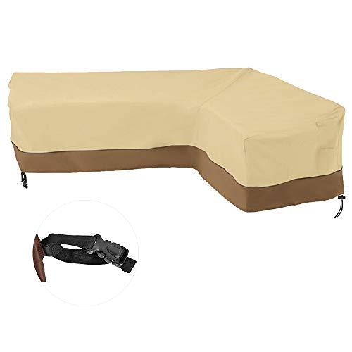 Outdoor Sectional L Shaped Sofa Cover 104 inch Patio Furniture Covers Waterproof Durable Fabric Garden Couch Protector Designed with Windproof Straps and Air Vent(LShape Right Facing)