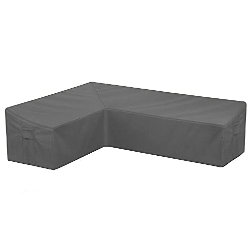 STARTWO Outdoor L Shaped Sectional Sofa Cover Waterproof Anti UV 101 Inch Patio Furniture Cover Sectional Couch Protector with Water Resistant Glue Strip Windproof Straps (Left FacingGray)