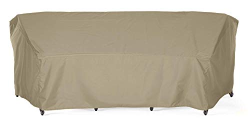 SunPatio Outdoor Curved Sectional Sofa Cover Heavy Duty Waterproof Couch Cover with Seam Taped Fade Resistant Patio Furniture Cover 120L(back)82L(front) x 36W x 38H Neutral Taupe