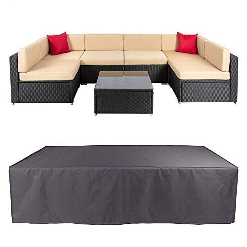 Veronica Patio Furniture Outdoor Sofa Cover Waterproof Sectional Protective Cover Garden Winter Dust Proof Table Couch Covers with Windproof Straps 124 x 629 x 291 inch