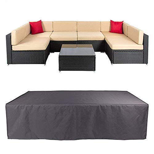 Veronica Patio Furniture Outdoor Sofa Cover Waterproof Sectional Protective Cover Garden Winter Dust Proof Table Couch Covers with Windproof Straps 124 x 629 x 291 inch