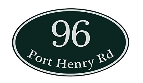 Custom Home Address Sign Personalized House Number Sign 12 x 7 Aluminum Oval Variety Of Colors To Choose From Green
