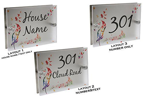 Neverland Personalized Modern House Number Door Sign Plaque Street Acrylic Matte Glass 1pc