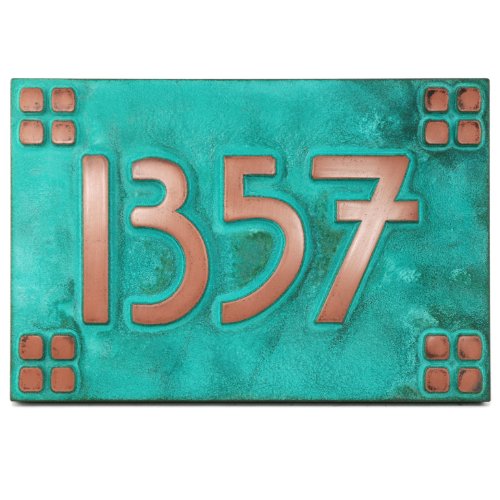Willow Craftsman Address Plaque Sqr Only 12x8 - Raised Bronze Verdi Coated House Number Sign
