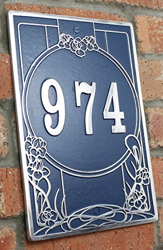 House Address Plaque With Your House Number In The Art Nouveau Style Solid Aluminium Hand Made To Order In England