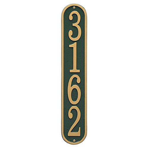 Personalized Cast Metal Vertical House Number Custom Address Plaque Sign - Greengold