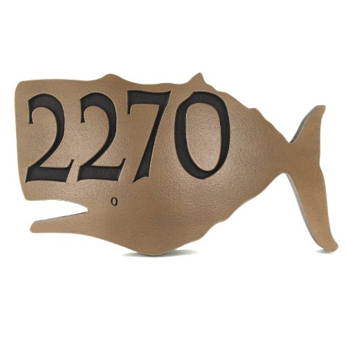 Whale House Numbers Plaque 14x8 - Recessed Bronze Metal Coated Entry Sign