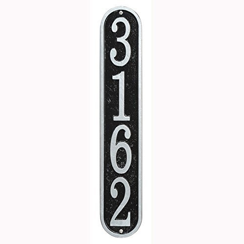 Whitehall Vertical House Number Custom Plaque Black-Silver