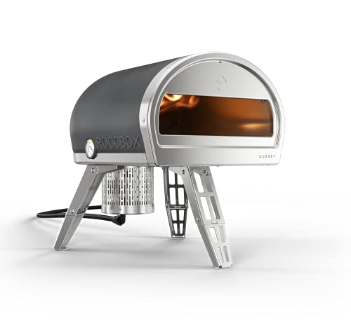 ROCCBOX Gozney Portable Outdoor Pizza Oven  Includes Professional Grade Pizza Peel BuiltIn Thermometer and Safe Touch Silicone Jacket  Propane Gas Fired With Rolling Wood Flame  Grey