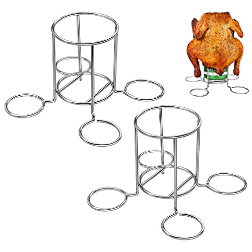 Chicken Holder Pack of 2 OVERTANG Stainless Steel Beer Can Chicken Holders Rack Stand for Grill Roaster Smoker Oven BBQ Silver