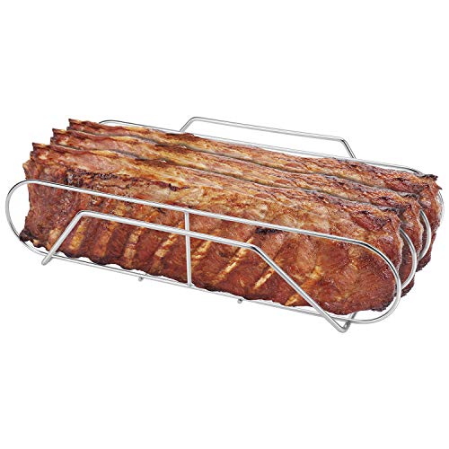 SOLIGT Extra Long 304 Stainless Steel Rib Rack for 18 or Larger Grills  Holds up to 3 Full Racks of Ribs