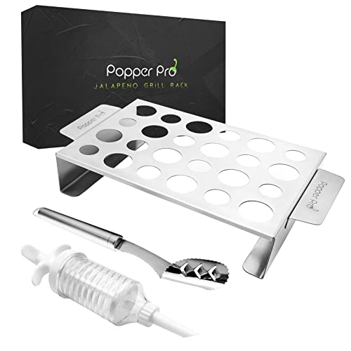 THE KOHLER BRAND Popper Pro Jalapeno Stainless Steel Grill Rack Corer Tool and Injector l 24 Holes with Two Different Sizes l BBQ Grill Oven and Smoker Accessories Dishwasher Safe