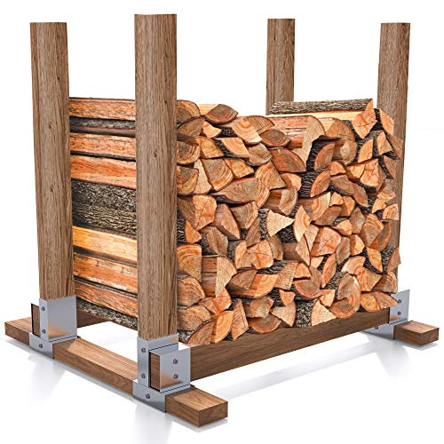 Yoassi 4 Pack Adjustable Firewood Log Rack Storage Kit with Heavy Duty Stainless Steel Bracket  Screw Fireplacee Lumber Holder  Customize to Any Length or Width for IndoorOutdoor