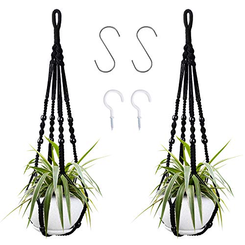 Macrame Hanging Planter Set of 2 Hanging Planters Indoor Outdoor Decor Handmade Hanging Plant Holder(35 Inch)