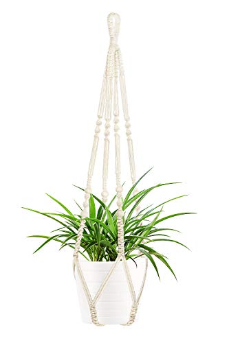 TETOK Macrame Plant Hanger Indoor Outdoor Hanging Planter Handmade Hanging Plant Holder  35 Inches 4 Legs (No Tassels)