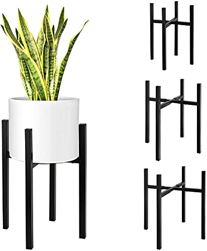 Adjustable Plant StandGarden Stand，Indoor Mid Century Plant Holder Modern Metal Planter Fit Medium  Large Pots Sizes for Indoor Outdoor Planters Adjustable Width 8 to 14 (Pot Not Included）