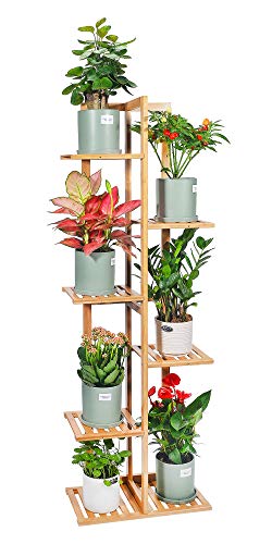 GarLife Bamboo Plant Stand Rack 6 Tier 7 Potted IndoorOutdoor Multiple Stand Holder Shelf Rack Planter Display for Patio Garden Living Room Corner Balcony and Bedroom (7 Flowerpots)
