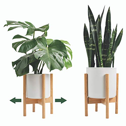 Mid Century Modern Plant Stand  Planter Stand for Indoor Plants  Adjustable Bamboo Plant Holder  Indoor Plant Stands Fit Large  Small Pots 812