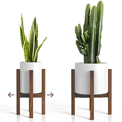 Sophia Mills Mid Century Plant Stand  Solid Wood Modern Indoor Plant Holder  Planter Fits Medium  Large Pots Sizes 8 9 10 11 12 inch (Not Included) (Adjustable Width 812 inches Dark Brown)