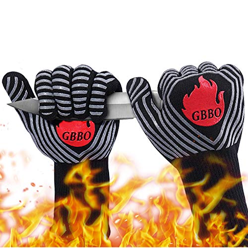 GBBO BBQ Gloves 1472°F Heat Resistant Oven Gloves Food Grade Premium NonSlip Silicone Oven Mitts Cooking Gloves for Home Kitchen Grill Gloves for Barbecue Cooking Baking Welding Cutting
