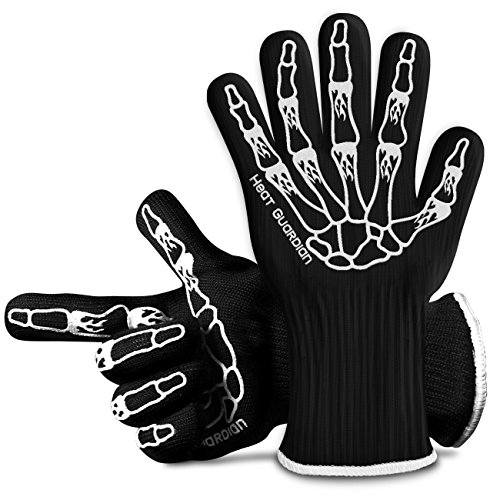 Heat Guardian Heat Resistant Gloves  Protective Gloves Withstand Heat Up To 932℉  Use As Oven Mitts Pot Holders Heat Resistant Gloves for Grilling  Features 5 Cuff for Forearm Protection