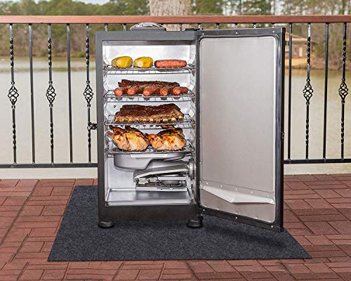 Electric Smoker Mat，Premium Oven Protective Mat—Protects Wooden Floors and Outdoor terracesAbsorbent MaterialContains Smoker Splatter，AntiSlip and Waterproof Backing，Washable (36 x 30)