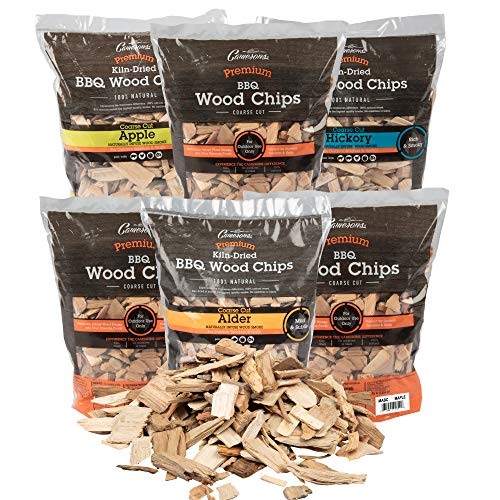 Camerons Products Wood Smoker Chips 6 Pack ~ 2 lb Bag 260 cu in  Apple Alder Hickory Cherry Bourbon Soaked Oak Pecan  100 Natural Fine Wood Smoking and Barbecue Chips