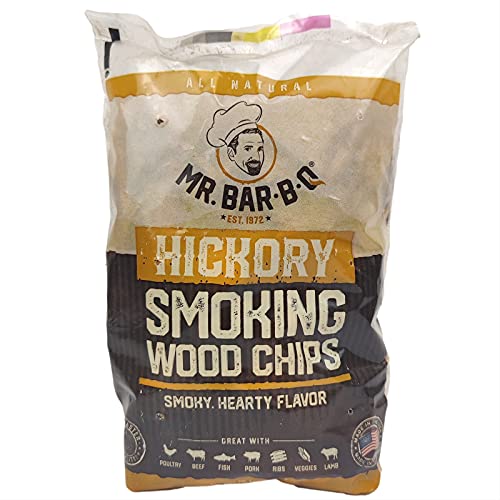 Mr BarBQ 05011Z Wood Smoker Chips (Hickory)  Smoky  Fruity Flavor  Made from 100 Hardwood  All Natural Hickory Wood Chips  16 Pound Bag 179 Cu In  Works with Smokers Gas  Electric Grills