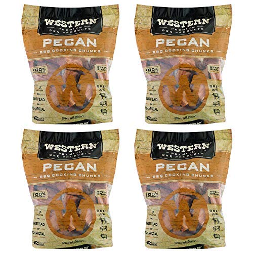 Western BBQ Products Pecan Barbecue Cooking Chunks 570 Cubic Inches (4 Pack)