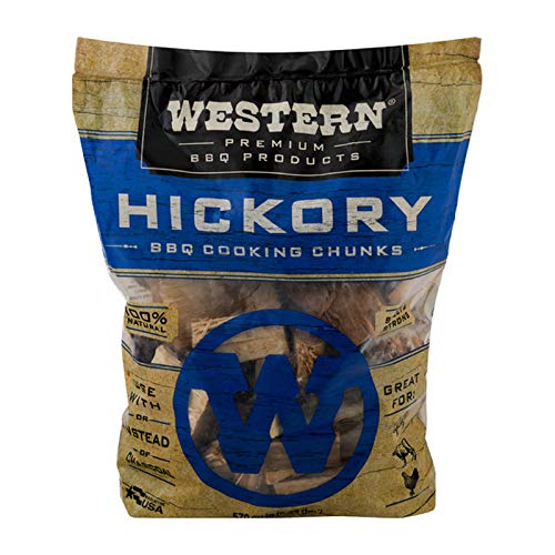 Western Premium BBQ 570 Cubic Inch Flavorful Heat Treated Hickory Barbecue Smoking Cooking Wood Chunks for Charcoal Gas and Electric Grills