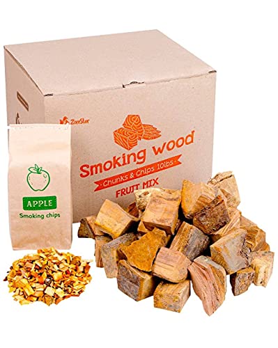 Zorestar Apple Wood Chunks  1012lb of Smoking Wood for Grilling and BBQ  1pc of Apple Chips for Smokers  100 Natural Cooking Wood