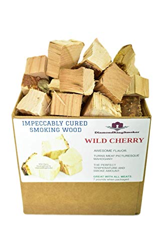 DiamondKingSmoker Wild Cherry Smoking Wood Chunks 100 All Natural Barbecue Smoker Chunks for Grilling and BBQ  Large Cut Smoker Chips  Impeccably Cured for Premium Flavor Profile (7lbs)