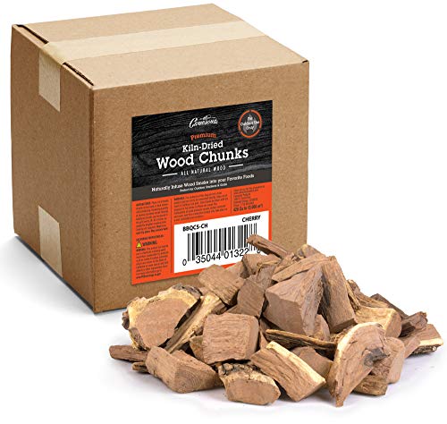 Smoking Wood Chunks (Cherry) ~ 5 Pounds 420 cu in Kiln Dried BBQ Large Cut Chips All Natural Barbecue Smoker Chunks for Smoking Meat