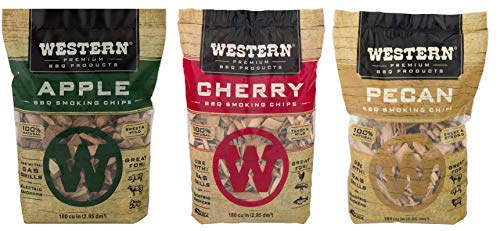 Ultimate Western BBQ Smoking Wood Chips Variety Pack Bundle (3) Apple Pecan and Cherry Flavors