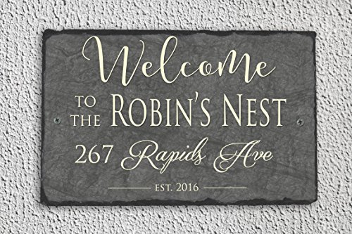 Fully Customizable Slate Home Address Plaque