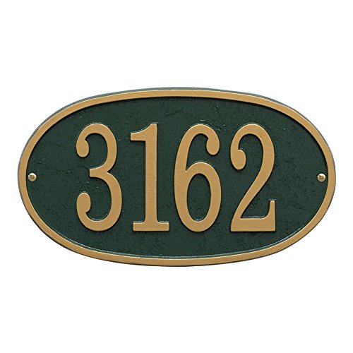 Personalized Cast Metal Oval House Number Custom Address Plaque Sign - GreenGold