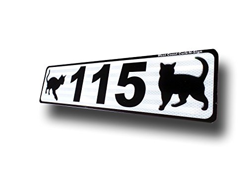 Cat Silhouette Curb Mailbox House Address Plaque Reflective
