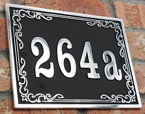 House address plaque with your house number in a classical Style Solid Aluminium hand made to order in England Black