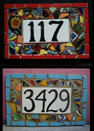 Tile Mosaic House Number Plaque Address or Name Sign Custom Hand Made