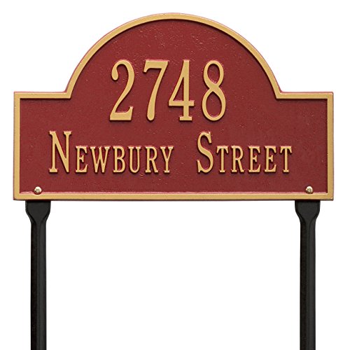 2 Personalized Lines Arch Marker Lawn Address Plaque 16&quotw X 9&quoth