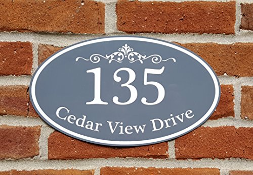 Customized Home Address Sign Aluminum 12&quot X 7&quot Oval House Number Plaque Personalized Color Choices Available