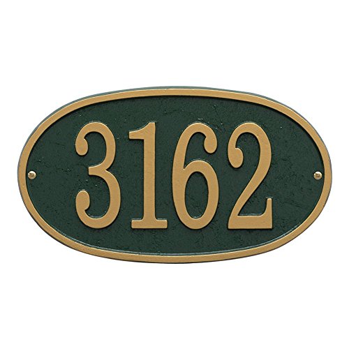 Personalized Cast Metal Oval House Number Custom Address Plaque Sign - Greengold