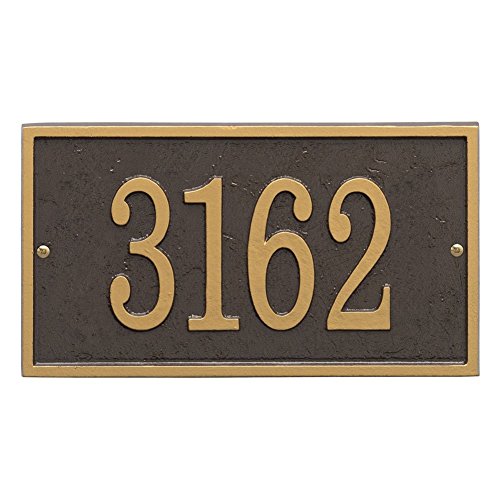 Personalized Cast Metal Rectangle House Number Custom Address Plaque Sign - Bronzegold