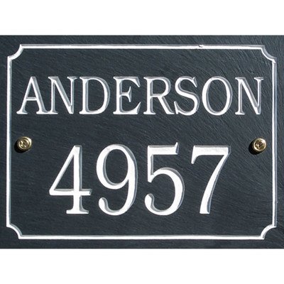 Slate Rectangle 2 Line Personalized Address Plaque Font Color Gold