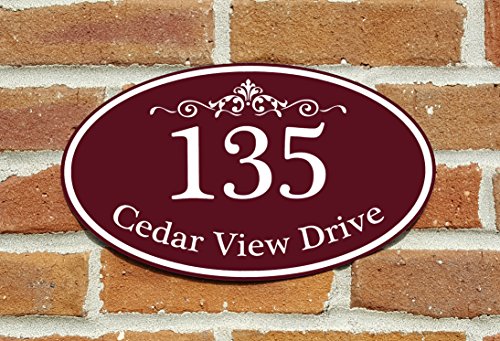 Customized Home Address Sign Aluminum 12&quot X 7&quot Oval House Number Plaque Personalized Color Choices Available