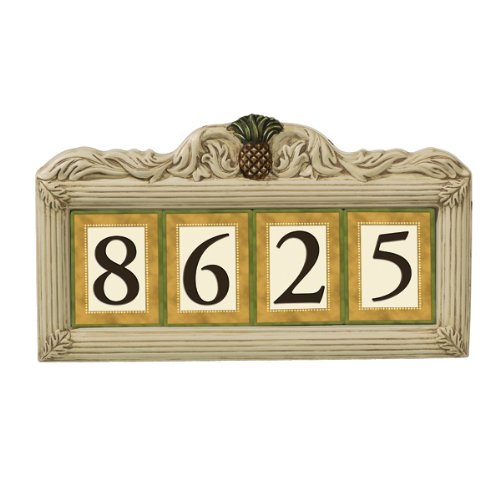 Grasslands Road Estate Pineapple 3 by 4-Inch Build Your Address Plaque 4 Digit Magnetic Number Tile Holder with Stakes