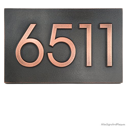 Modern Advantage Address Number Plaque 13x8 - Raised Copper Metal Coated