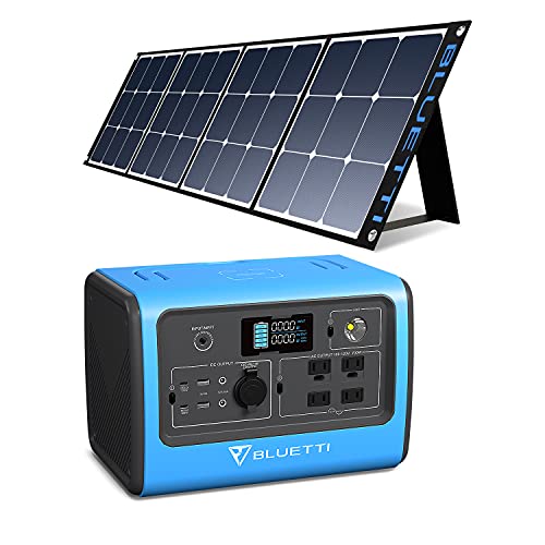 BLUETTI EB70S Portable Power Station with 200W Solar Panel 716Wh800W Solar Generator w 4 110V AC Outlets Battery Backup for Camping Outdoor RV Power Outage Offgrid Home Emergency